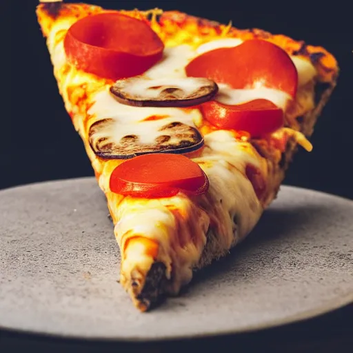 Image similar to a cheesy slice of pizza, professional photography, cinematography, 4 k, hd