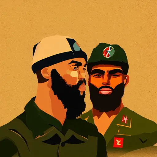 Image similar to Jayson Tatum and Jaylen Brown as Fidel Castro and Che Guevara, digital art trending on artstation