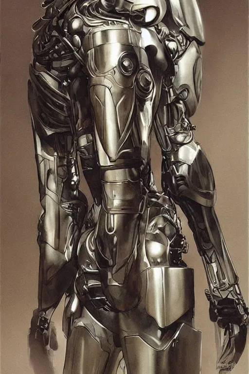 Prompt: futurist armor for half human half robot soldiers, art by leyendecker, cyberpunk, cybernetic implants, intricate, extreme details