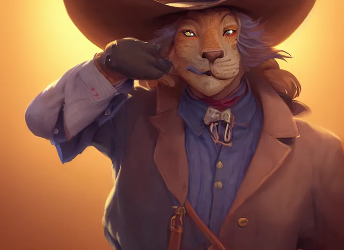 Image similar to character portrait feature of the anthro male anthropomorphic flounder fursona wearing cowboy outfit wild west desperado character design stylized by charlie bowater, ross tran, artgerm, and makoto shinkai, detailed, soft lighting, rendered in octane