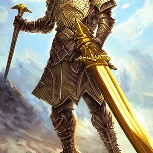 Prompt: a giant golden sword, a broad blade sword weapon, epic fantasy style art, fantasy epic digital art, epic fantasy card game art