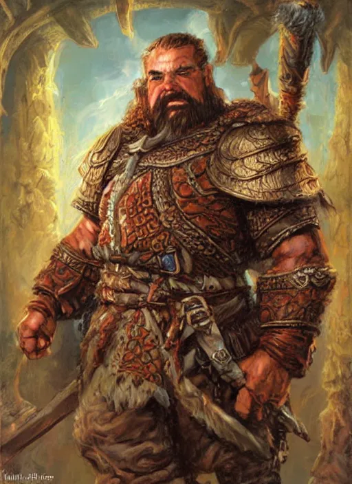 Image similar to a realistic fantasy portrait painting of a male dwarf warrior, ultra detailed, art by ralph horsley, swanland, sabbas