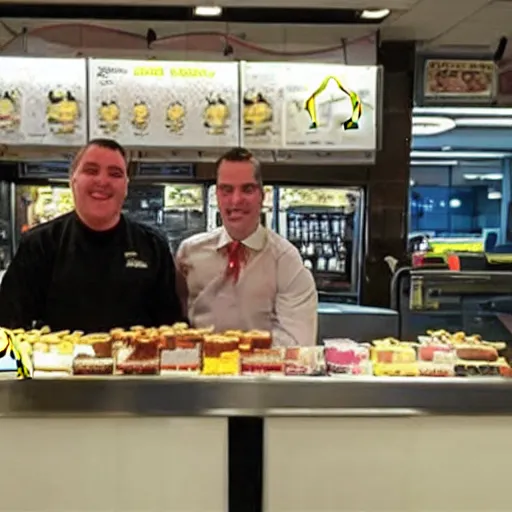 Prompt: an award winning picture of Vincent Kennedy McMahon working at McDonald's