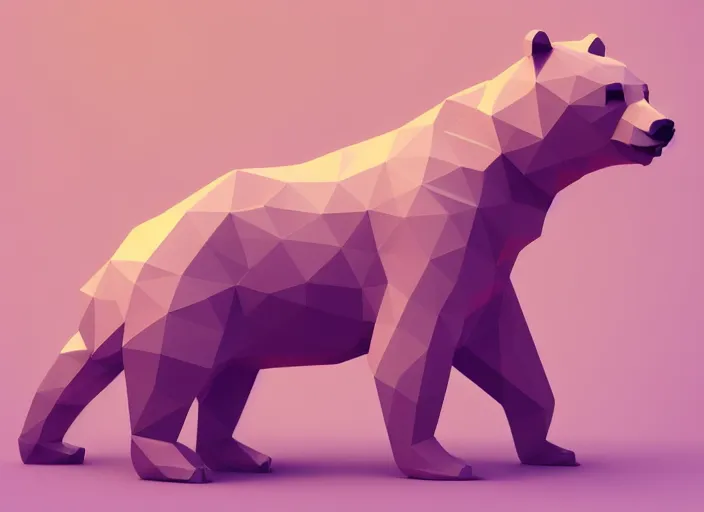 Prompt: low polygon render of a bear, on a white background, isometric 3 d, ultra hd