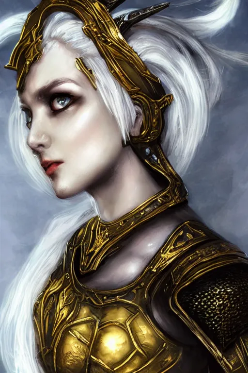 Prompt: portrait evilly knights of Zodiac girl, white hair, metalic deep purple and black reflected armor, in ruined Agora of Athens thuder flash night, sparkling, ssci-fi, fantasy, intricate, very very beautiful, elegant, golden light, highly detailed, digital painting, artstation, concept art, smooth, sharp focus, illustration, art by tian zi and WLOP and alphonse mucha