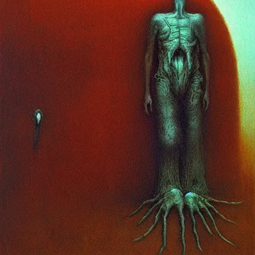 Image similar to the sandman by neil gaiman painted by beksinski, highly detailed