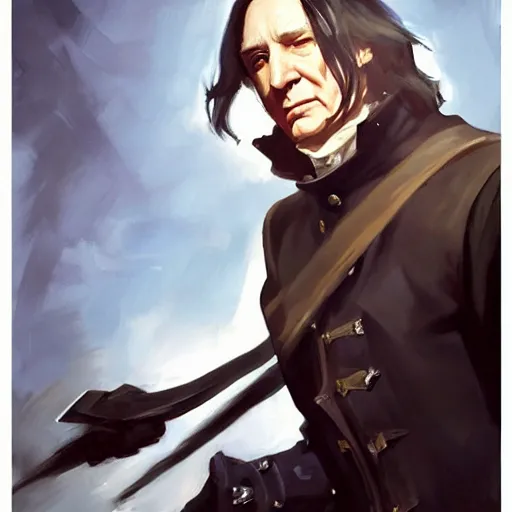 Image similar to greg manchess portrait painting of partially armored severus snape as overwatch character, medium shot, asymmetrical, profile picture, organic painting, sunny day, matte painting, bold shapes, hard edges, street art, trending on artstation, by huang guangjian and gil elvgren and sachin teng