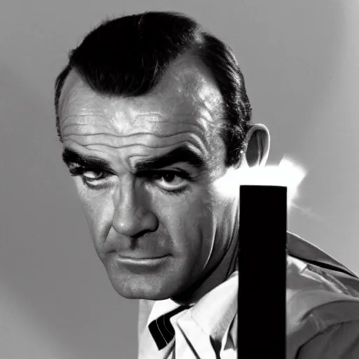 Image similar to Sean Connery using a lighter, 1960s, stylish, bad boy