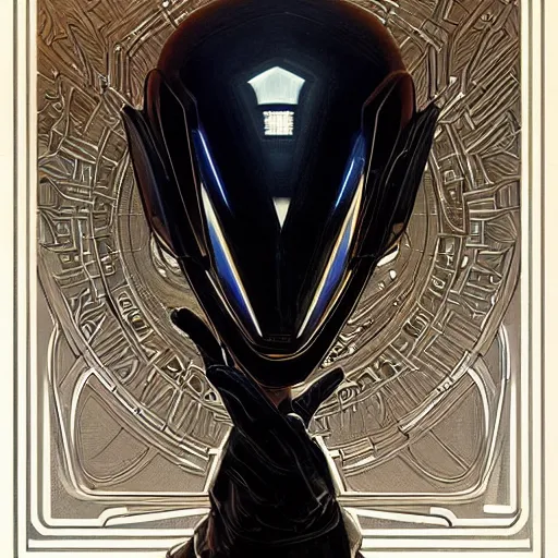 Prompt: painting Daft Punk member in black cloak,cinematic,award winning photo elegant, intricate, highly detailed, sharp focus, illustration, art by artgerm and greg rutkowski and alphonse mucha