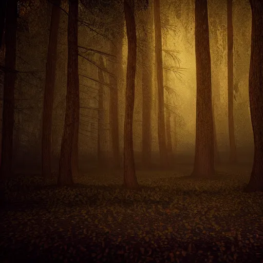 Image similar to 8 k hd detailed octane render of a haunted forest at midnight