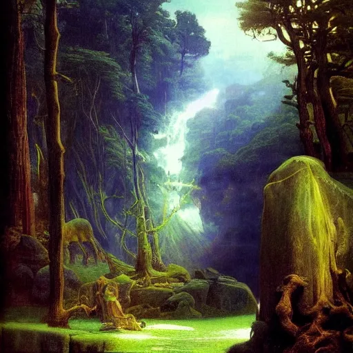 Prompt: Yggdrasil by Albert Bierstadt, fantasy, mythology