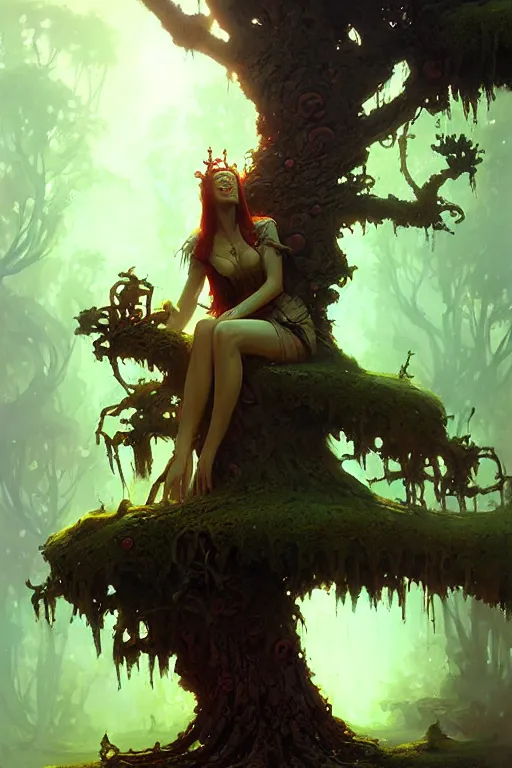 Image similar to tree queen by bayard wu, anna podedworna, gaston bussiere, greg rutkowski