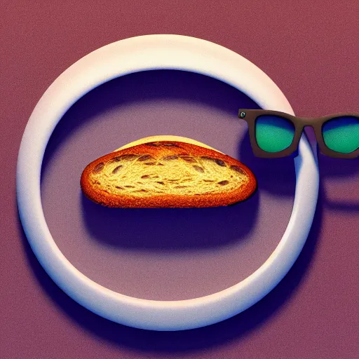 Prompt: a bread toast with sunglasses, pixar, render, 8k