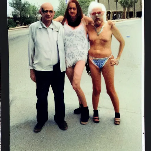 Image similar to found polaroid photo of trash humpers in las vegas