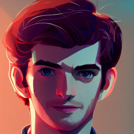 Image similar to Andrew Garfield, ambient lighting, 4k, anime key visual, lois van baarle, ilya kuvshinov, rossdraws, artstation