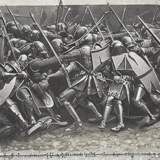 Image similar to “ large medieval battle, 1 9 0 0 ’ s photo ”