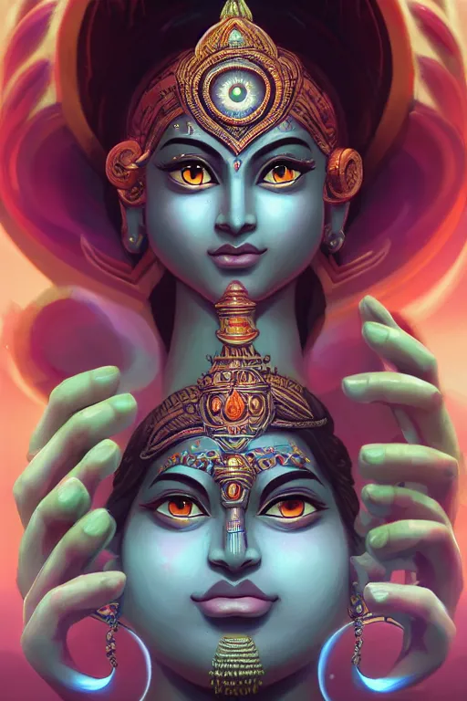 Prompt: an ancient hindu deity with third eye open in infinite consciousness in 4 k design by lois van baarle by sung choi by john kirby artgerm and greg rutkowski