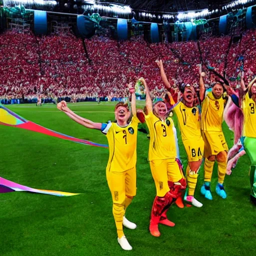 Prompt: Unicorns winning the FIFA World Cup