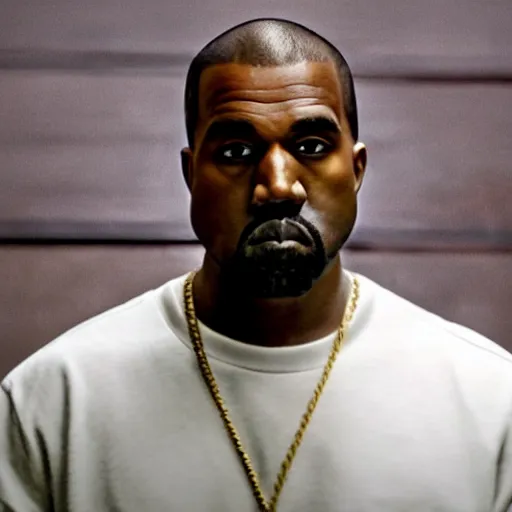 Image similar to photo of kanye west looking disgusted, detailed face, staring in the camera, hd