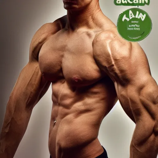 Image similar to portrait of a lean muscular human male made of broccoli florets