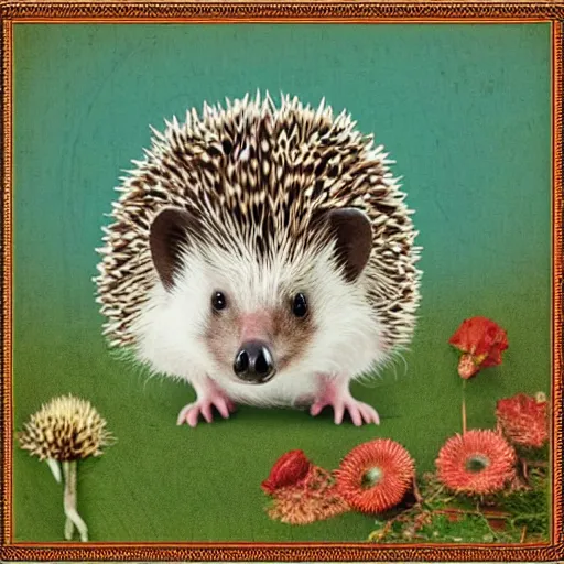 Prompt: hedgehog wearing ukrainian vyshyvanka realistic photo