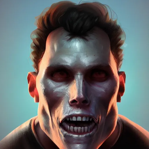 Image similar to a portrait of jerma985 by Greg Rutkowski, digital art, horror, trending on artstation, anime arts, featured on Pixiv, HD, 8K, highly detailed, good lighting, beautiful, epic, masterpiece - H 768