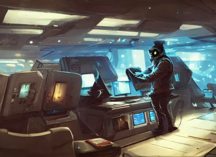 Image similar to a man sitting on a chair with things attached to his head, screens and monitors in front of him playing videos, ship interior, narrow hallway, scifi, dramatic lighting, concept art, surreal, by rutkowski