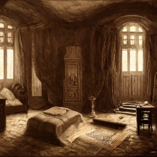 Image similar to An interior of room, in style of Keith Thompson