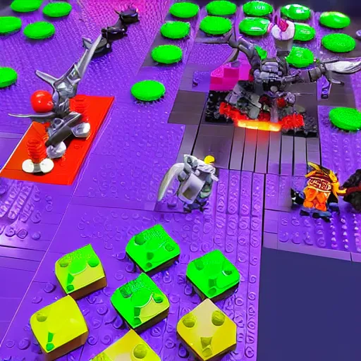 Image similar to screenshot of LEGO Universe maelstrom enemies, purple fire, maelstrom creatures