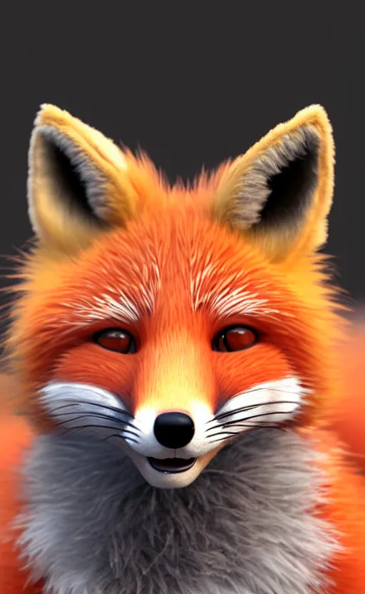 Image similar to portrait of the cutest red fox ever, fluffy, photorealistic, soft lighting, unreal engine