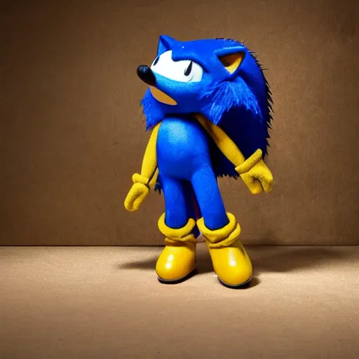 Prompt: Sanic the hedgehog costume imported from overseas, cheap Sonic knockoff, photographed by Canon EOS, cinematic lighting, natural complexion, extremely high definition shot, aesthetic canon of proportions