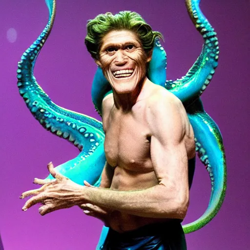 Image similar to willem dafoe mermaid octopus