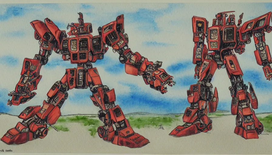 Prompt: gunma mecha in the style of john william water house, watercolor
