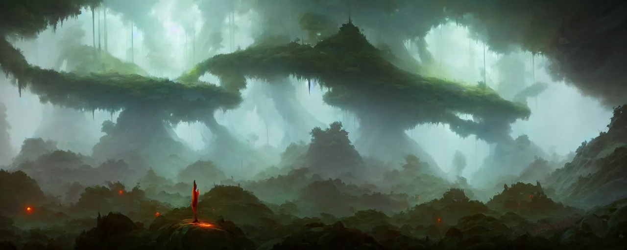 Image similar to cloud forest by peter mohrbacher and craig mullins and james jean and marc simonetti and mark rothko