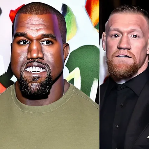 Image similar to kanye west, john cena, conor mcgregor all hanging out