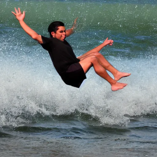 Image similar to sebastian pinera jumping to the water