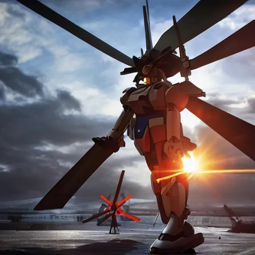 Image similar to gundam as dutch windmill in gundam anime, gundam is windmill shaped, dutch windmill gundam, in gears of war, splash art, movie still, cinematic lighting, ray tracing, octane render, long lens, shallow depth of field, bokeh, anamorphic lens flare, 8 k, hyper detailed, 3 5 mm film grain