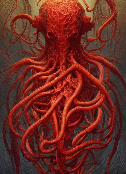 Prompt: cthulhu comprised entirely of arteries and veins, digital art by eugene de blaas and ross tran, vibrant color scheme, highly detailed, in the style of romanticism, cinematic, artstation, greg rutkowski
