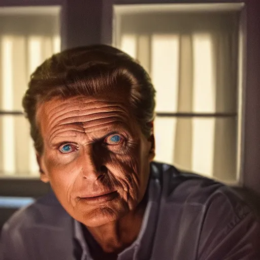 Image similar to robert stack unsolved mysteries staring into a homes window at night, ( sony a 7 r iv, symmetric balance, polarizing filter, photolab, lightroom, 4 k, dolby vision, photography awardm, voque, perfect face )