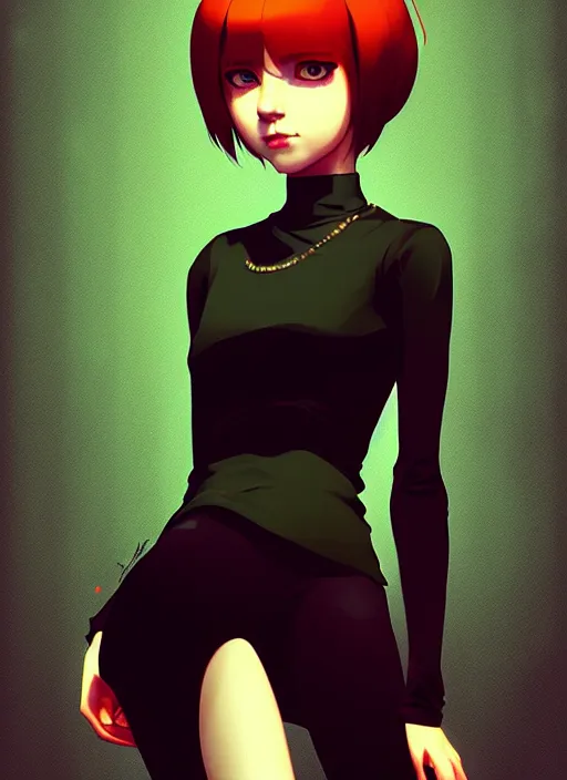 Image similar to a portrait of a pretty sewer punk young lady by ilya kuvshinov