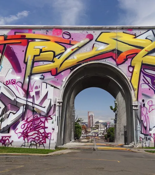 Image similar to arc of triumph full of graffiti