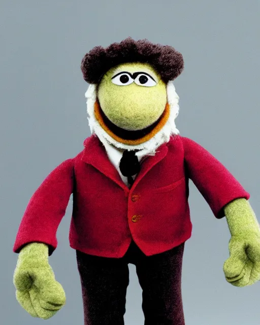 Image similar to marx as a muppet. highly detailed felt. hyper real photo. 4 k.