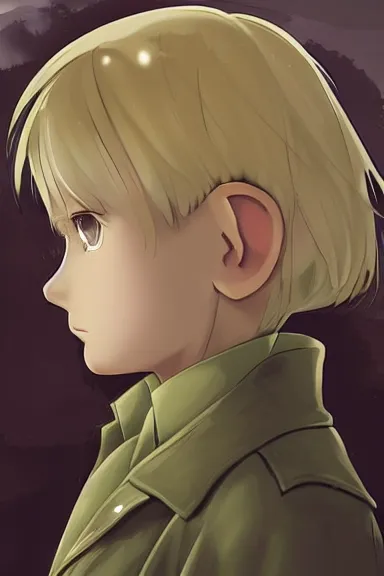 Prompt: beautiful little blonde boy in nazi male uniform. made in abyss art style, cute detailed artwork, anatomically correct, soft details, ilya kuvshinov, reflection, perfect composition, wallpaper mobile, illumination, digital art, detailed anime soft face, symmetrical face, western comic, illustration, realistic, nazism, lois van baarle