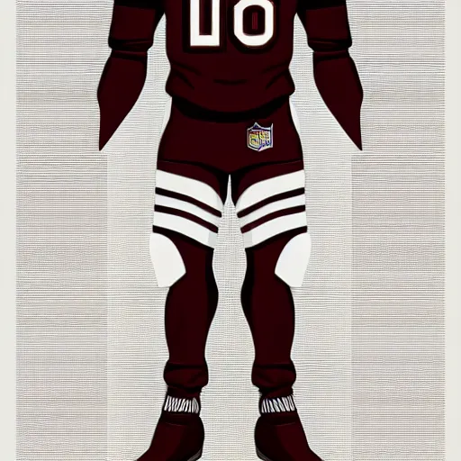 Image similar to A dingo mascot, maroon and white, NFL, highly detailed design, high evolution, legendary, smooth, sharp focus, dynamic lighting, intricate, line art, ArtStation, art by Paul Rand