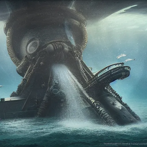 Image similar to 2 0, 0 0 0 leagues under the sea, artstation hall of fame gallery, editors choice, # 1 digital painting of all time, most beautiful image ever created, emotionally evocative, greatest art ever made, lifetime achievement magnum opus masterpiece, the most amazing breathtaking image with the deepest message ever painted, a thing of beauty beyond imagination or words