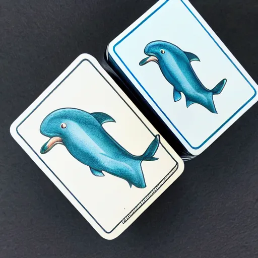 Prompt: dolphin-themed playing cards