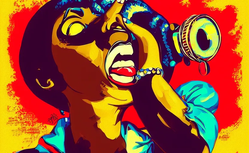 Image similar to mama africa laugh at her child!!! pop art, pixel, bioshock, gta chinatown, artgerm, richard hamilton, mimmo rottela, julian opie, aya takano, intricate, sharp focus, concept art, smooth