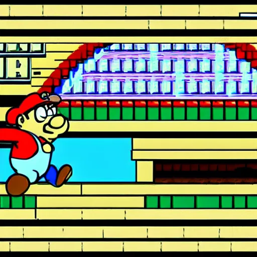 Image similar to peter griffin in super mario bros, nes, gameplay, video game, nintendo,