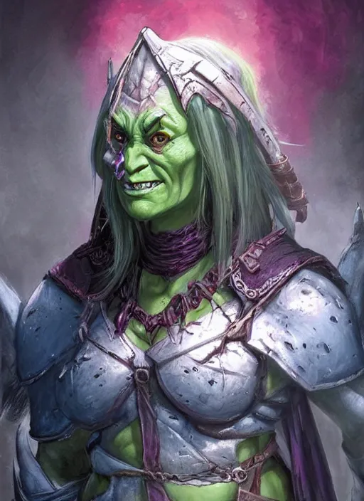 Image similar to female orc, ultra detailed fantasy, dndbeyond, bright, colourful, realistic, dnd character portrait, full body, pathfinder, pinterest, art by ralph horsley, dnd, rpg, lotr game design fanart by concept art, behance hd, artstation, deviantart, hdr render in unreal engine 5
