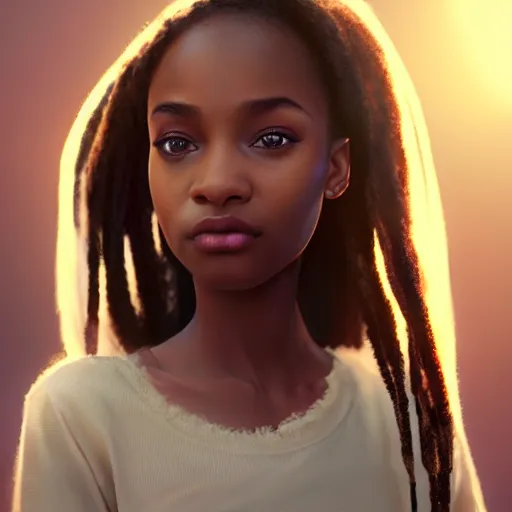 Image similar to a photorealistic hyperrealistic, bright brown eyes, light skinned african young girl, ponytail hair, flawless face, beautiful lips, cute face, white veil, by wlop, artgerm, greg rutwoski, alphonse mucha, beautiful dynamic dramatic low - light moody lighting, cinematic atmosphere, artstation, concept design art, octane render, 8 k